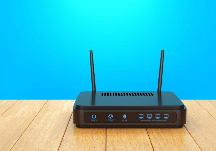 Wi-Fi router on wooden table Russian router hack