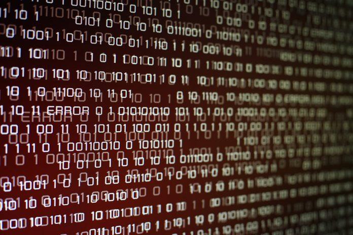 red binary code on computer screen with error message. Problem internet, business, connection, technology and modern computer concepts. data breach