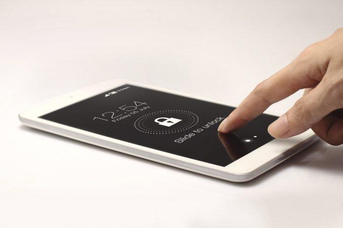 Tablet with lock icon on white background apple privacy