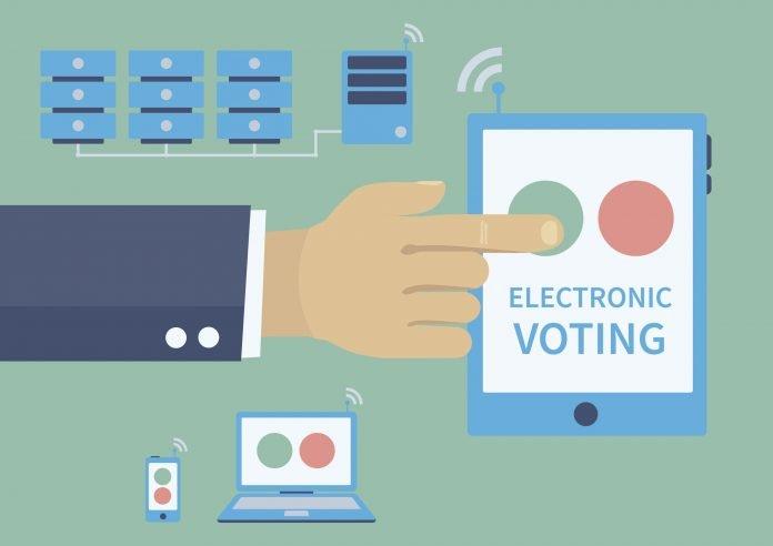 Electronic voting, politics and elections illustration concept