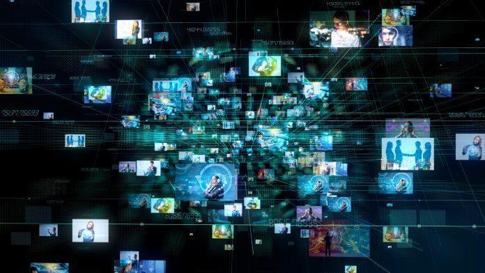 Social media concept. Technological abstract background. Facebook Breach