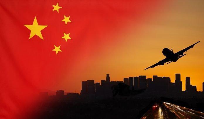 China fabric Flag Travel and Transport Concept Chinese airline hack