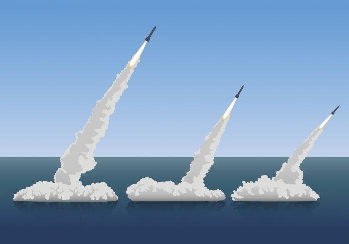 firing missiles, vector illustration Ballistic Missile Defense System
