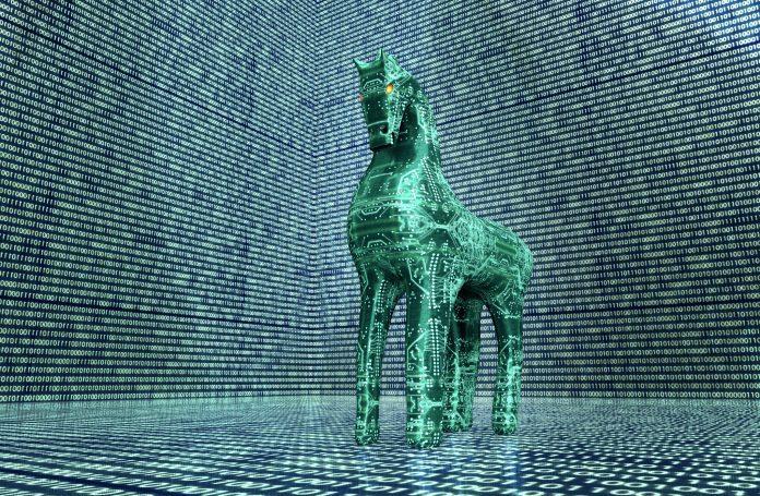 computer safety concept, trojan horse in electronic environment Trojan Ho