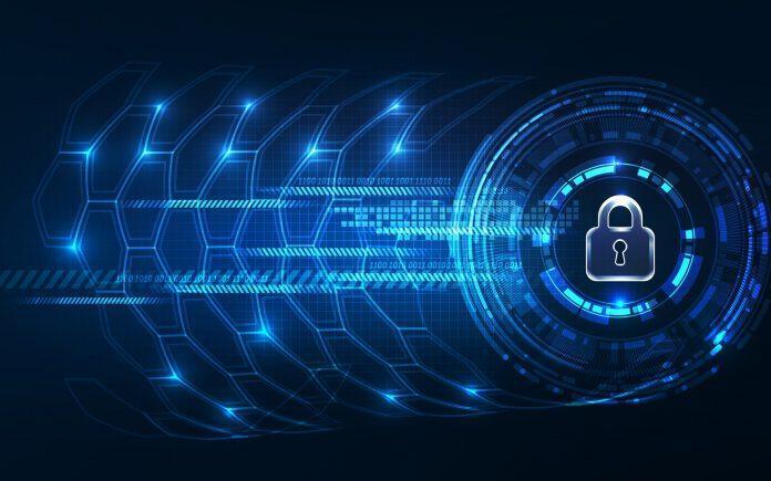 Abstract Technology background.Security concept with padlock ico Apple Privacy