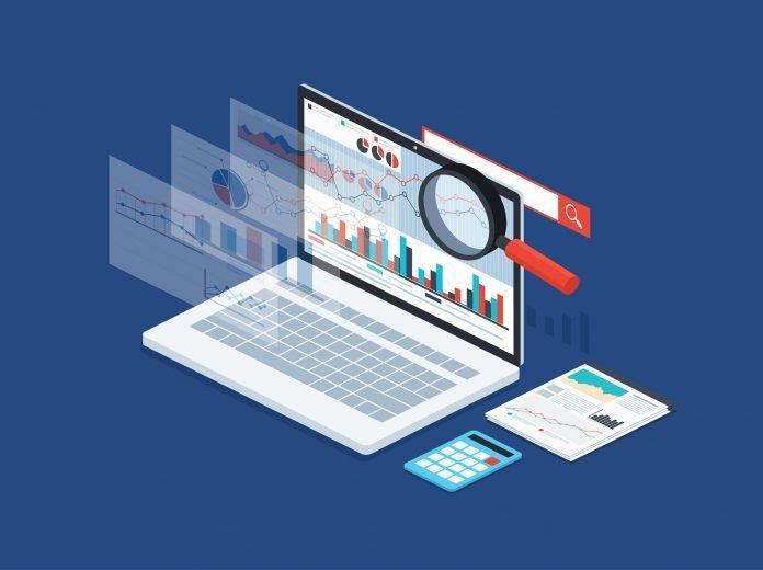 Analysis data and development statistic. Modern concept of business strategy, search information, digital marketing, programming process. Vermont law data broker